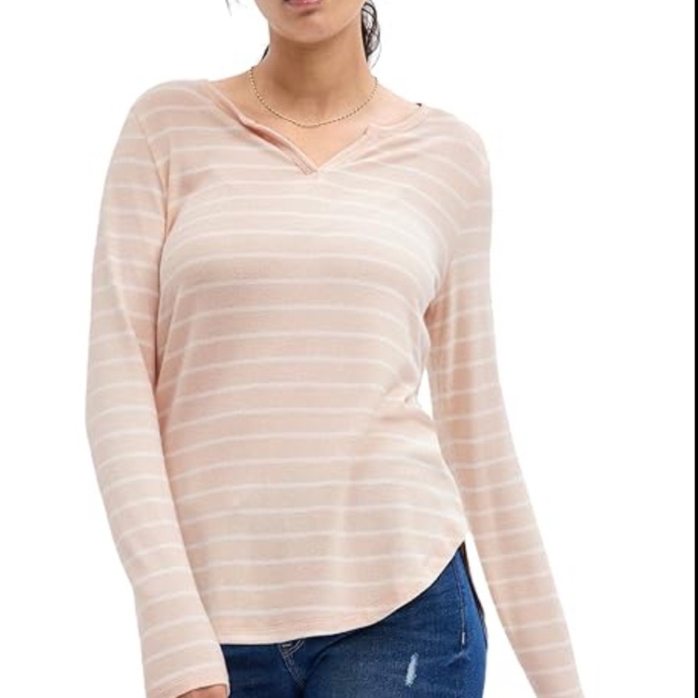 GAP Striped Tan Long Sleeve Cozy Zen Women's Top XS NEW